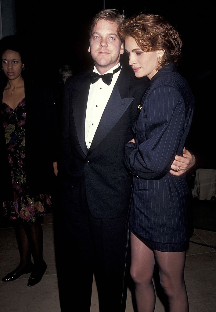 Image Source: Getty Images/Ron Galella, Ltd./Actor Kiefer Sutherland and actress Julia Roberts attend the 48th Annual Golden Globe Awards on January 19, 1991 at Beverly Hilton Hotel in Beverly Hills, California