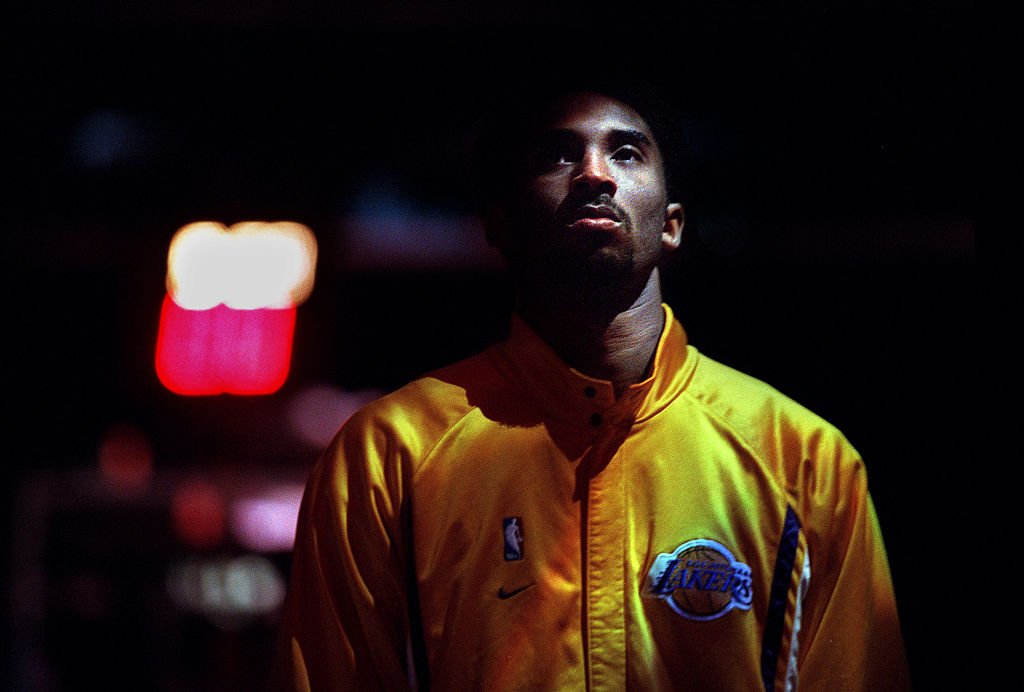 Image Credit: Getty Images / Lakers guard Kobe Bryant during the National Anthem at the Staples Center Monday against the Vancouver Grizzlies.