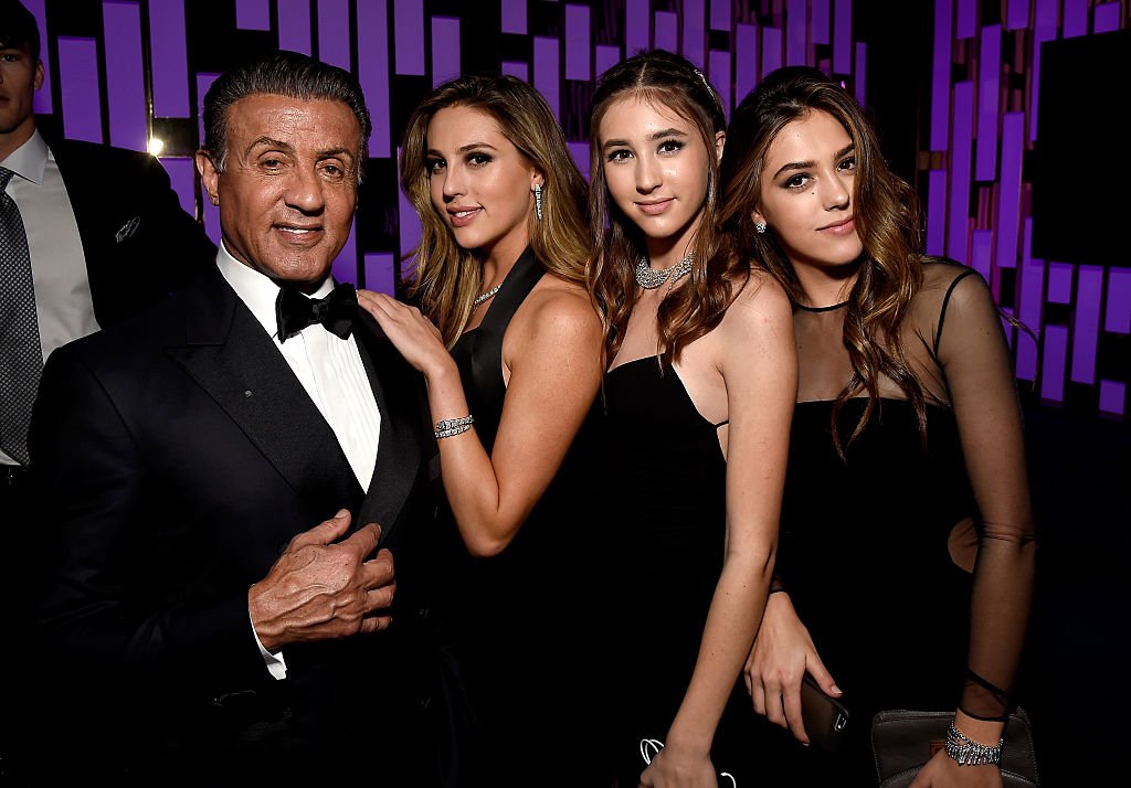 Image Source: Getty Images/Getty Images for InStyle/Matt Winkelmeyer | Stallone and his daughter at the Golden Globes Post-Party