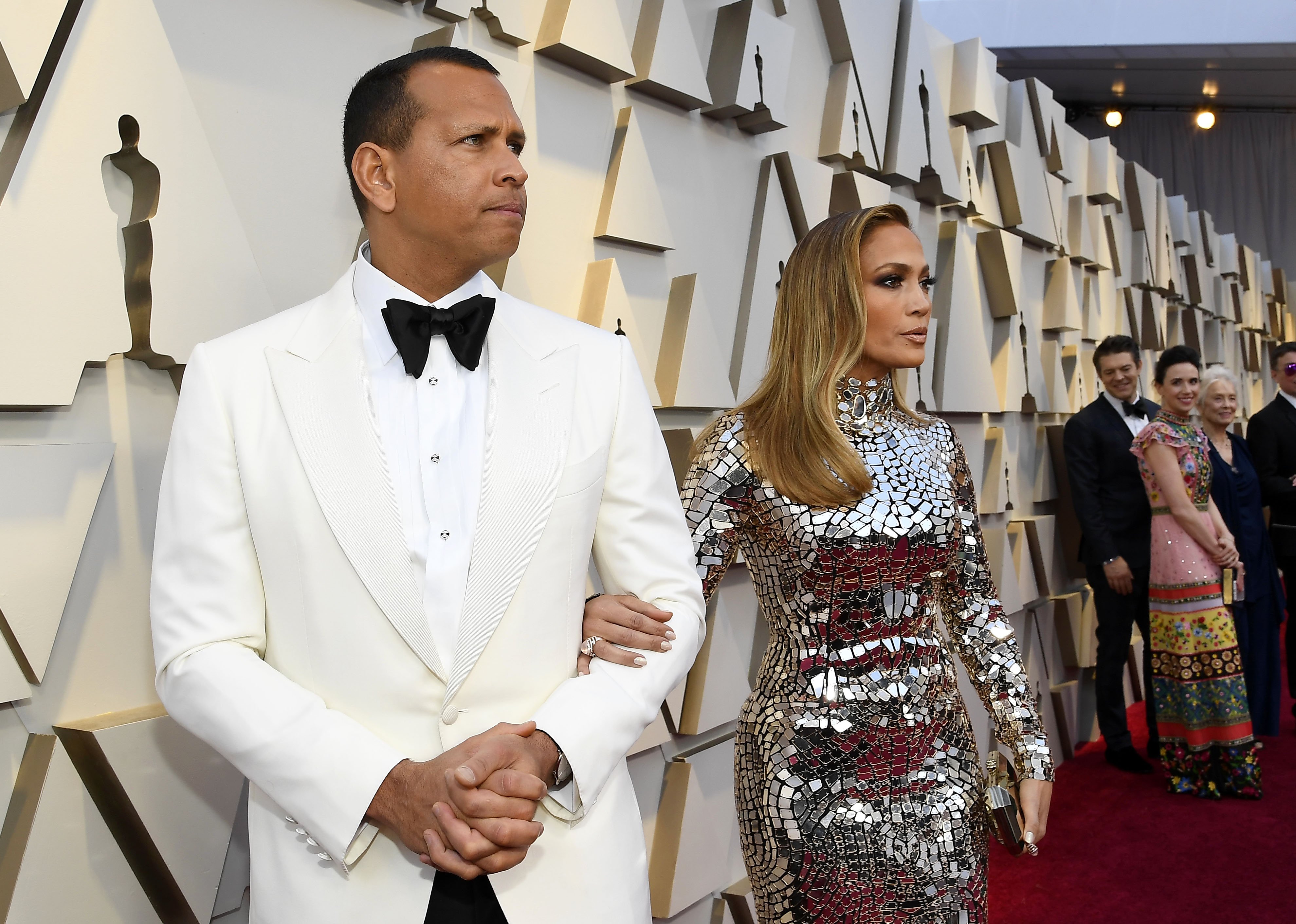 Image Credit: Getty Images / Jennifer Lopez and fiancé, Alex Rodriguez, on the Oscar red carpet.