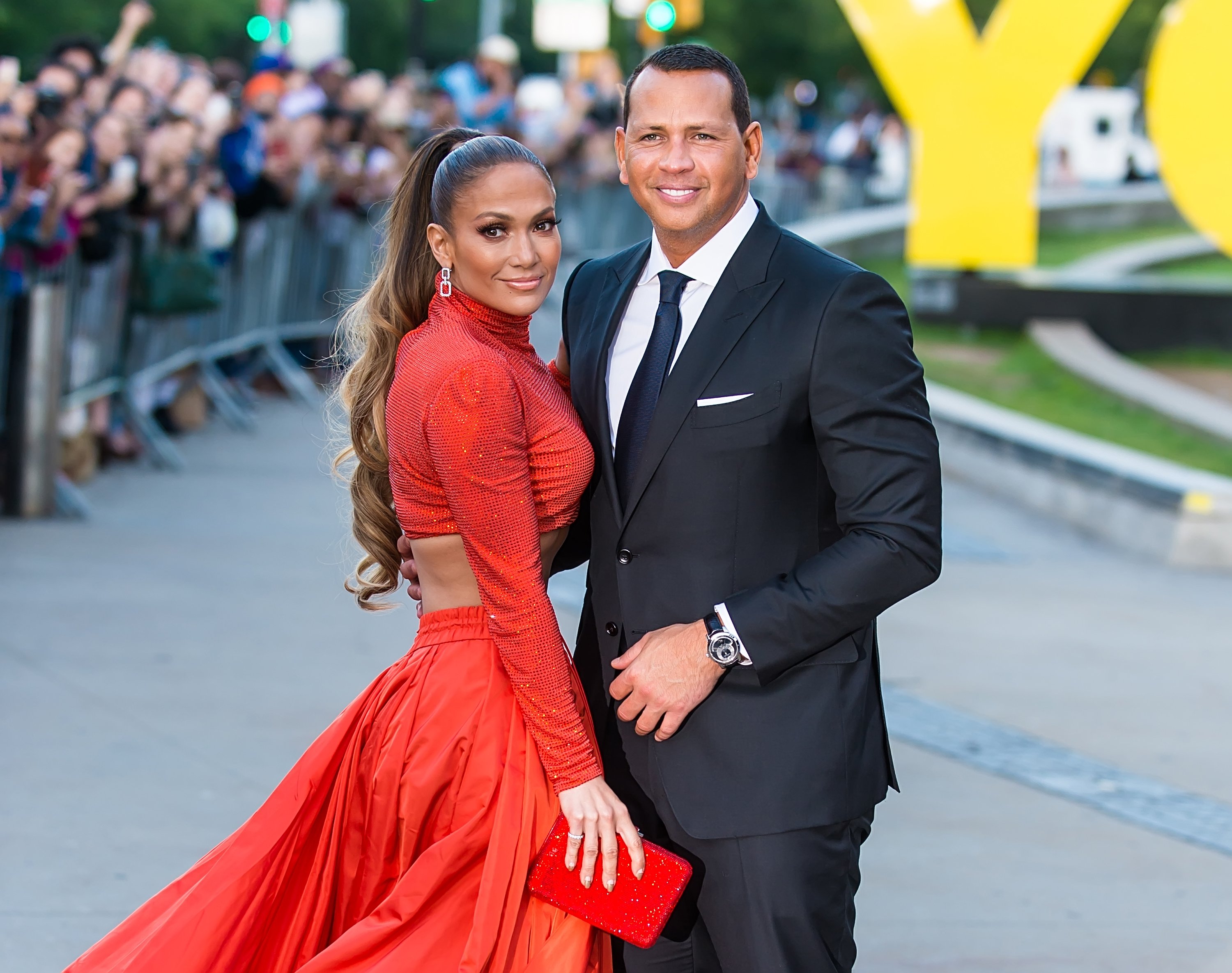 Image Credit: Getty Images / Jennifer Lopez and fiancé, Alex Rodriguez, at an event.
