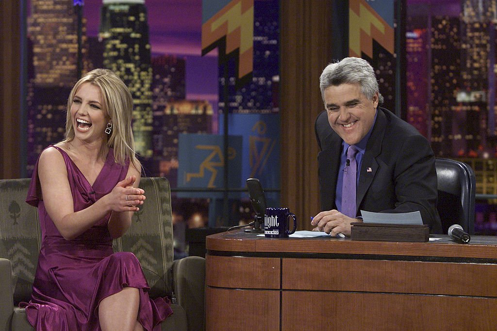 Image Credit: Getty Images / Musical guest Britney Spears during an interview with host Jay Leno on February 11, 2002. Image Credit: Getty Images / Musical guest Britney Spears during an interview with host Jay Leno on February 11, 2002.
