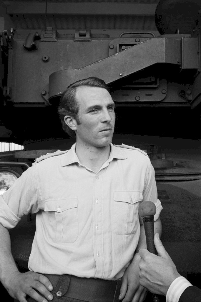 Image Credits: Getty Images / D. Morrison / Daily Express / Hulton Archive | Queen's Dragoon Guard and horseman Mark Phillips interviewed by the press near his tank, UK, 1st June 1973. Image Credits: Getty Images / D. Morrison / Daily Express / Hulton Archive | Queen's Dragoon Guard and horseman Mark Phillips interviewed by the press near his tank, UK, 1st June 1973.