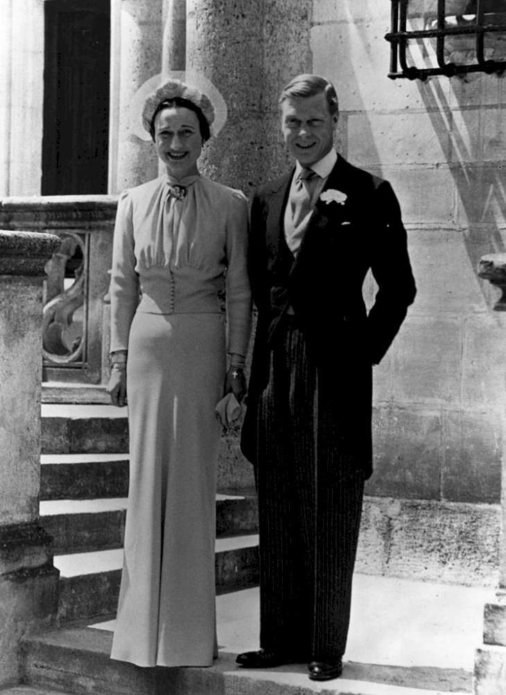 Image Credit: Getty Images / Wallis Simpson on her wedding day with her husband, the Duke of Windsor.