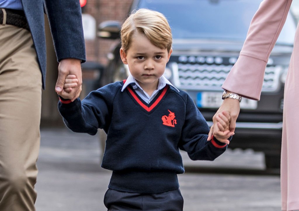 Image Credit: Getty Images / Prince George of Cambridge arrives for his first day of school at Thomas's Battersea on September 7, 2017 in London, England.