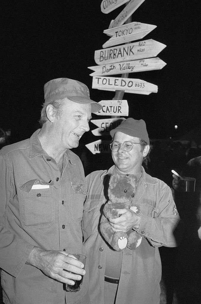 Image Credits: Getty Images / Bettmann | Larry Linville (Frank Burns of M*A*S*H) with Gary Burghoff, who played Radar O'Reilly
