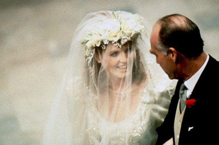 Image Credit: Getty Images / Sarah Ferguson with her father on her wedding day.