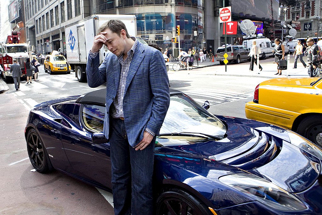 Elon Musk, chairman and chief executive officer of Tesla Motors, stands for a portrait outside the Nasdaq Marketsite in New York, U.S., on Tuesday, June 29, 2010.