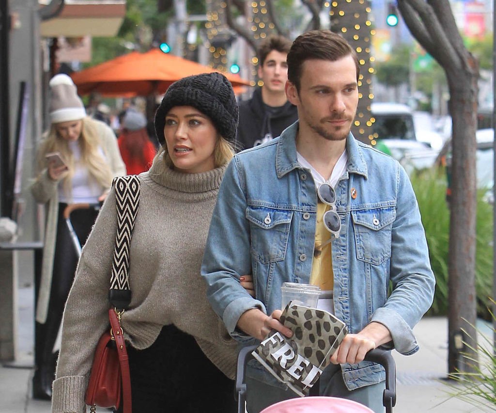 Image Credit: Getty Images / Hilary Duff, Matthew Koma and baby Banks (in stroller) are seen on November 30, 2019 in Los Angeles, California.